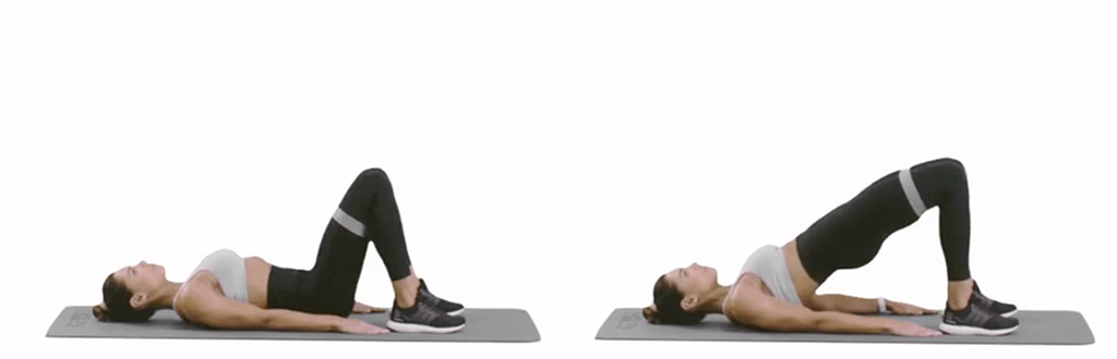 Ponte gluteo con banda di resistenza