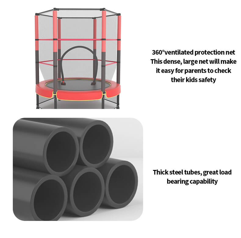 Trampolino rotondo da 55 pollici con rete di recinzione