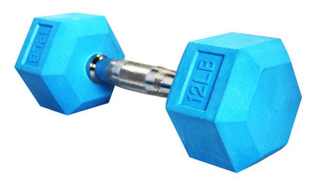 Dumbbell esagonale con rivestimento in gomma colorato (LB)