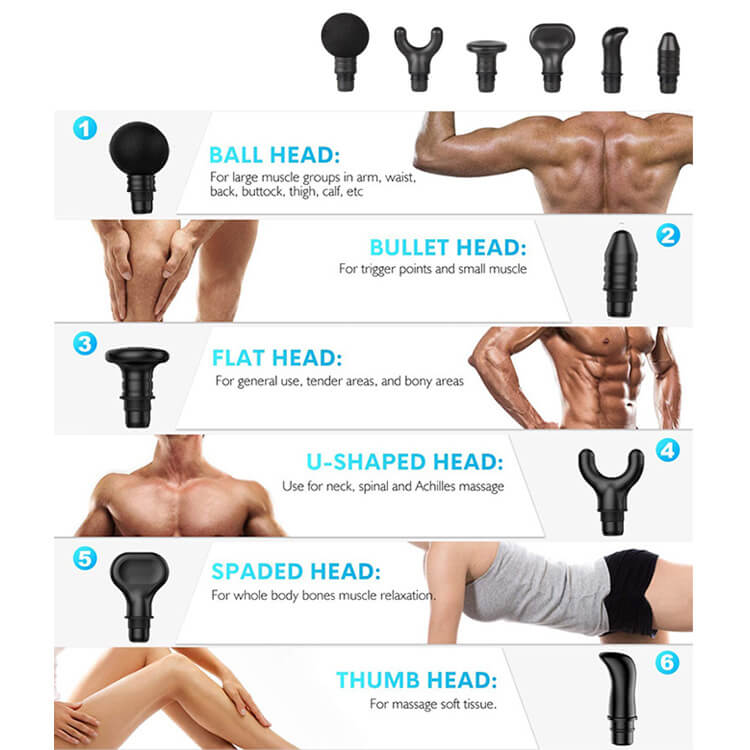 6 teste massaggio pistola