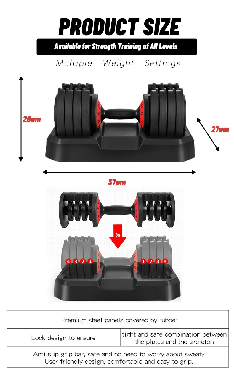 Dumbbell regolabile con sistema di quadrante Dumbbell regolabile con sistema di quadrante