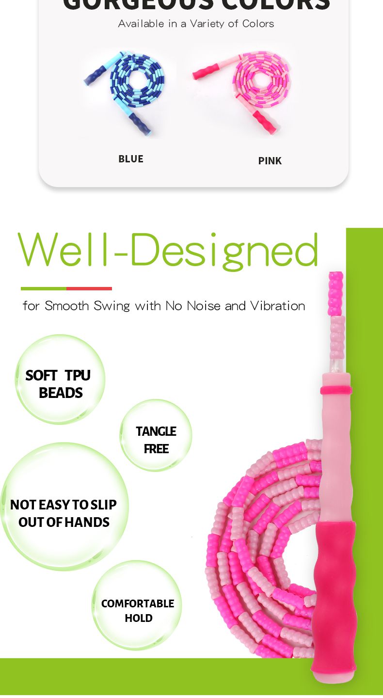 Corda di salto segmentata gratuita in perline morbida