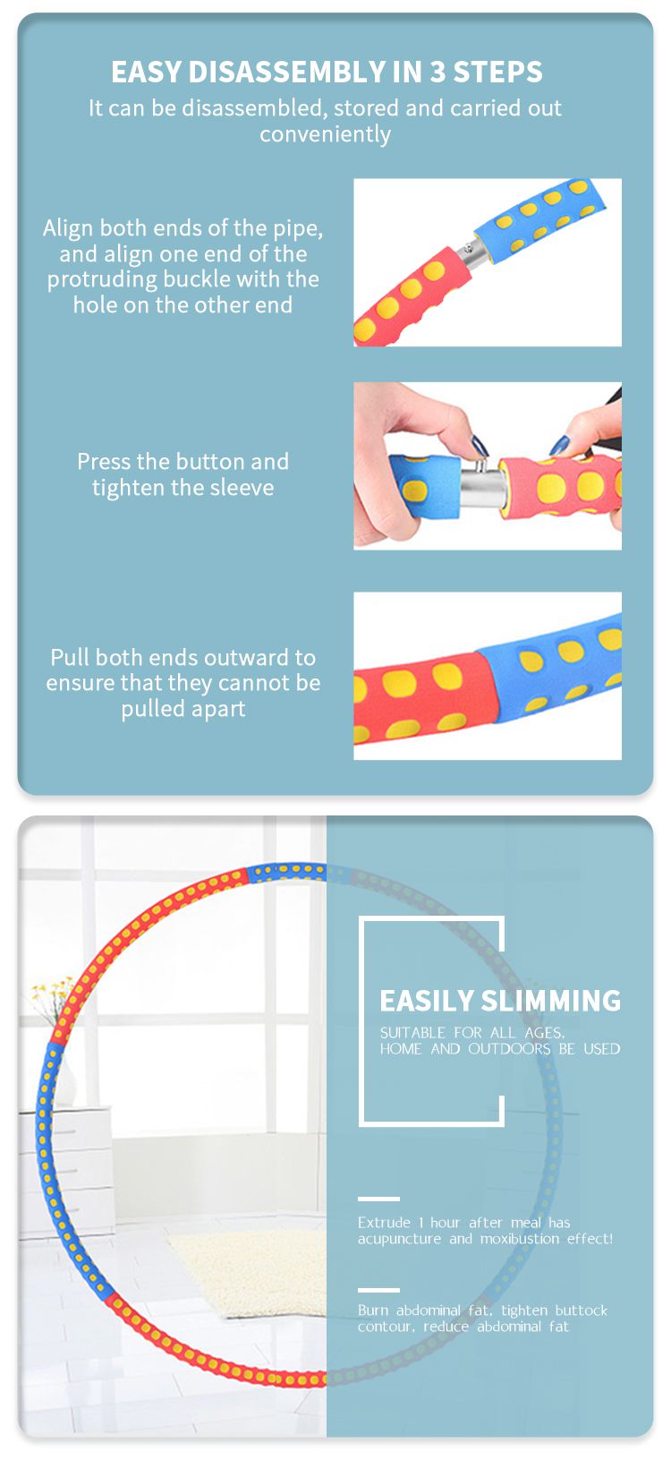 Hoop hula ponderato con massaggio bump