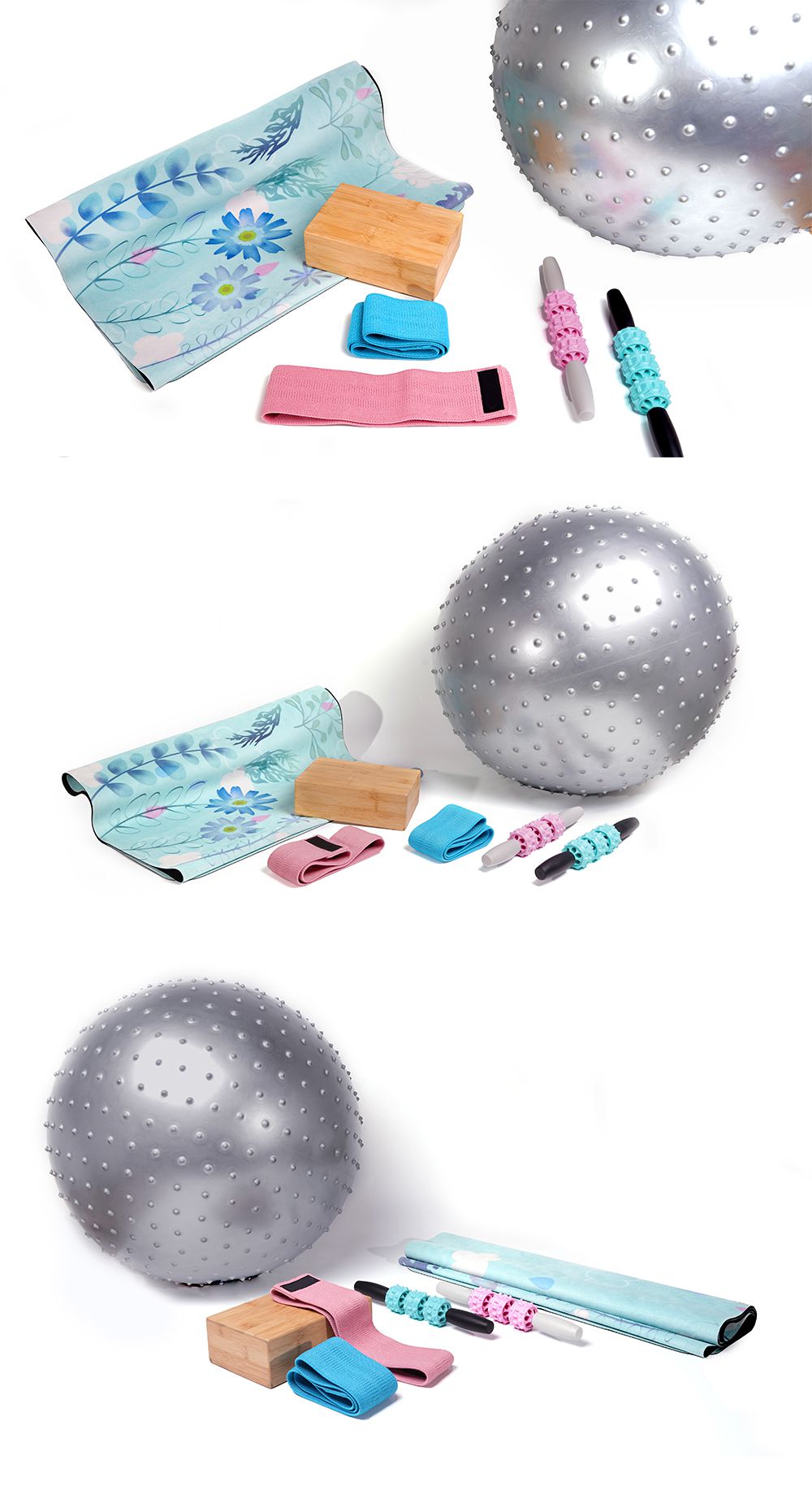 Set di massaggio da asciugamano da yoga in pelle scamosciata