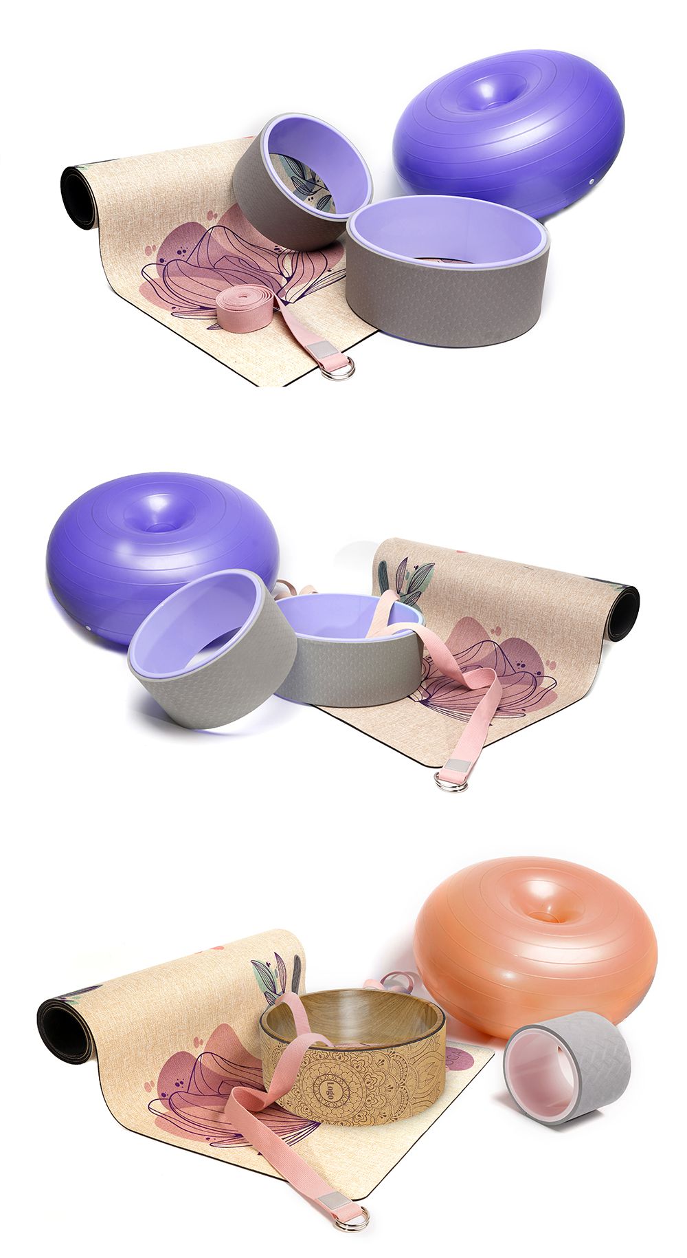 Set di tratto di mat di yoga di lino