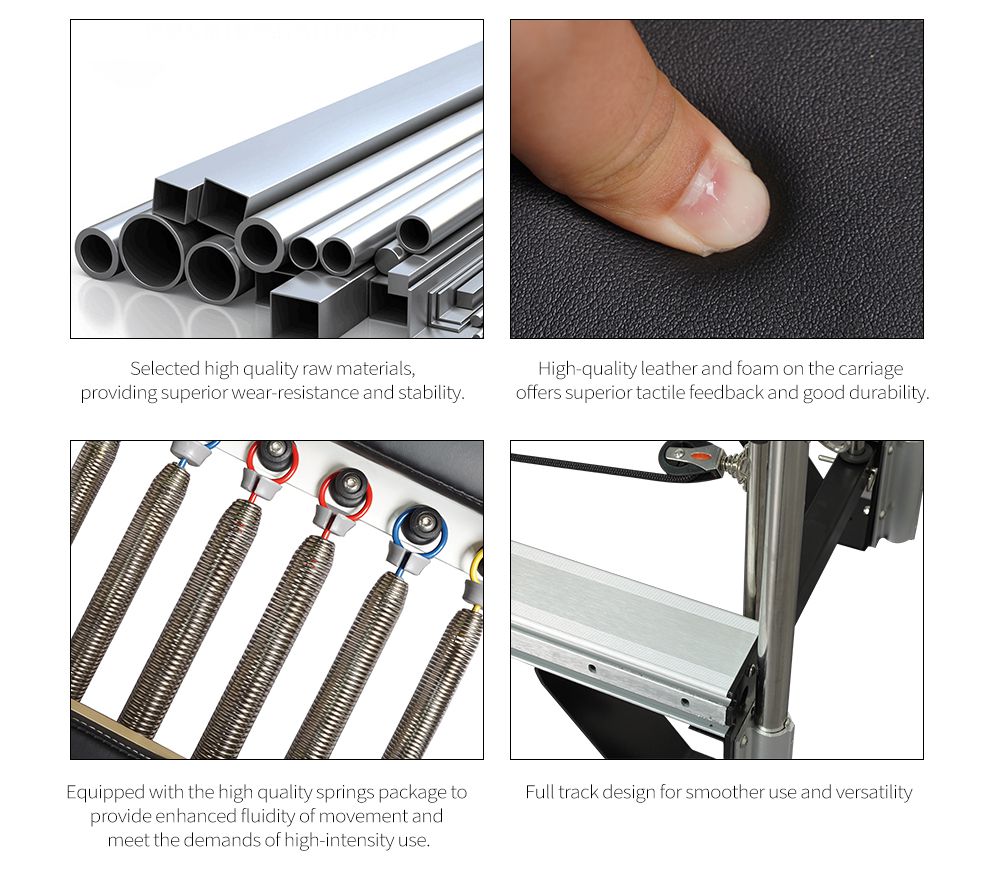 Riformatore di pilates in lega di alluminio con asciugamano