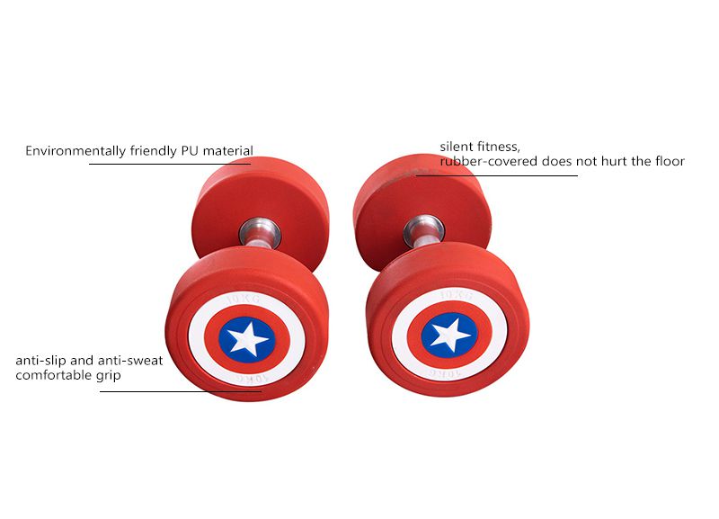 Captain America Style Round Pu Dumbbells