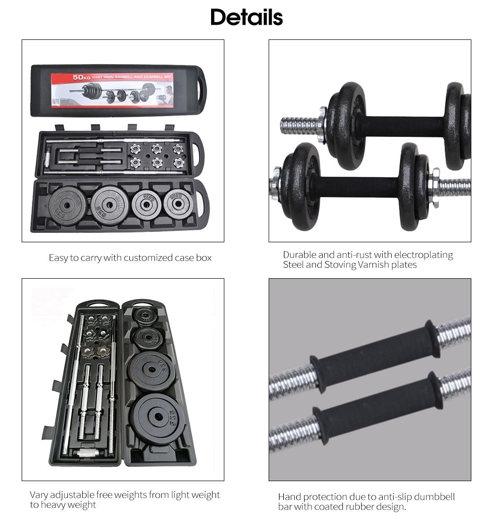 50 kg da 55 kg di pesi per bilanciere di manubri