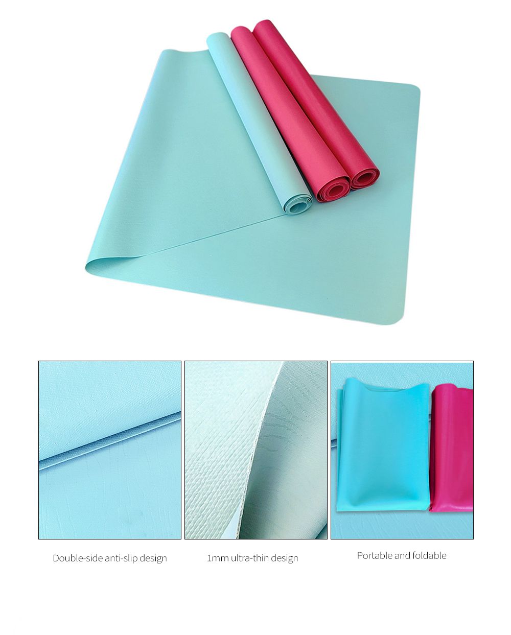 Tappetino da yoga in gomma pieghevole ultra sottile
