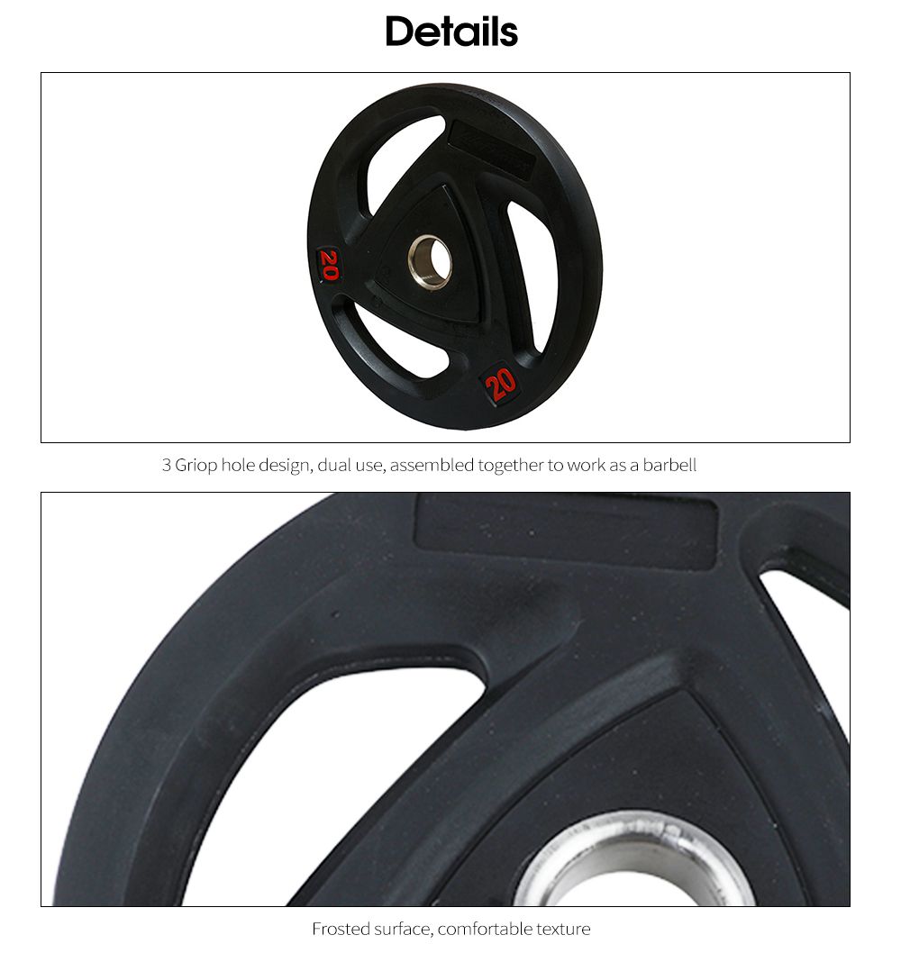 Piastra di peso con bilanciere arrotondato con 3 fori