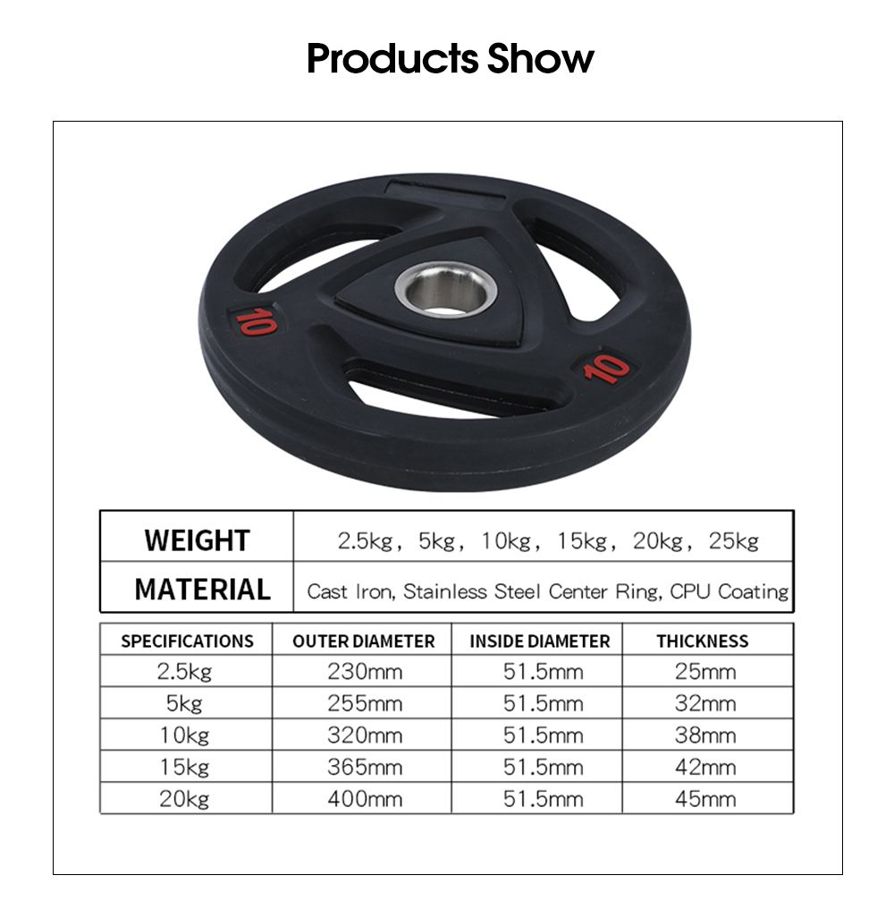 Piastra di peso con bilanciere arrotondato con 3 fori