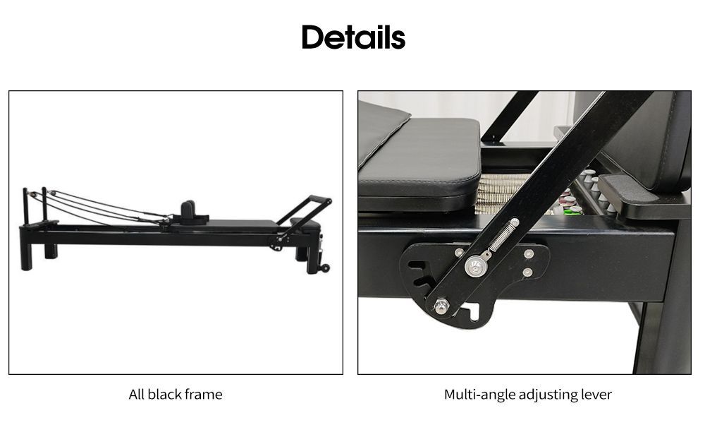 Macchina riformatore di pilates in alluminio nero eccezionale