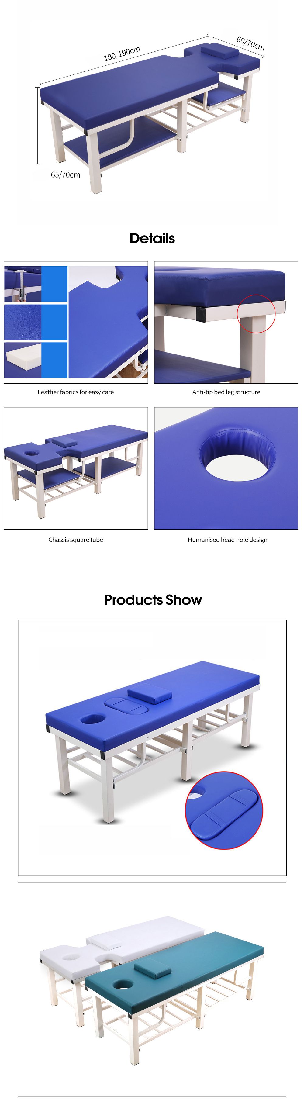 Tavolo da massaggio stazionario con buco del viso che respira Tavolo da massaggio stazionario con buco del viso che respira