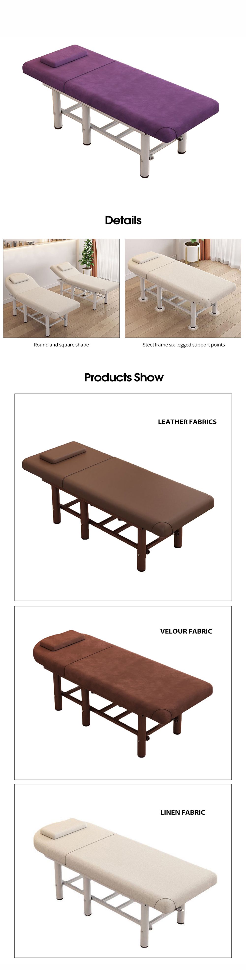 Tavolo da massaggio con telaio in acciaio poggiate Tavolo da massaggio con telaio in acciaio poggiate