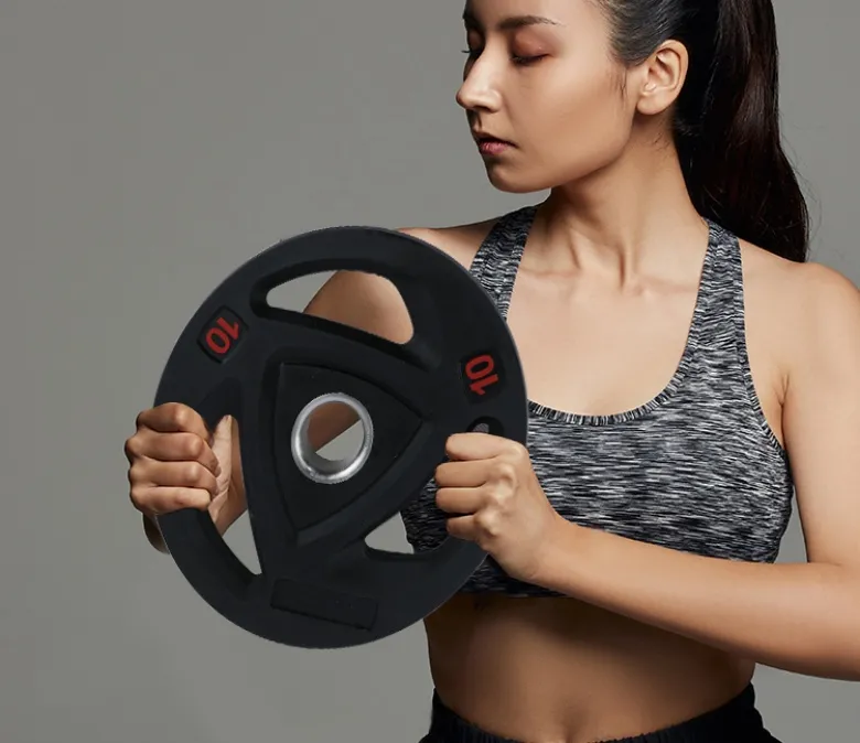 Piastra di peso con bilanciere arrotondato con 3 fori